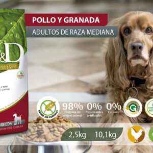 Alimento Canino - Pollo y Granada - Adultos Razas Medianas - N&D Prime