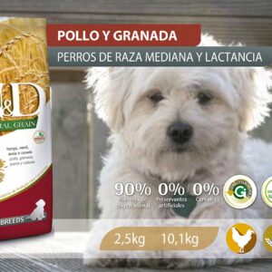 Alimento Canino - Pollo y Granada - Perros Razas Medianas y Lactancia - N&D Ancestral Grain