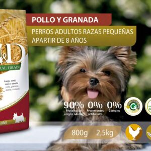 Alimento Canino - Pollo y Granada - Adultos Razas Pequeñas +8 Años - N&D Ancestral Grain